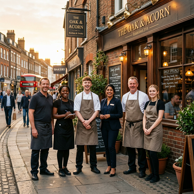 Small business restaurant team outside their venue